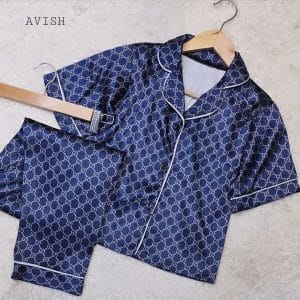 بلوز شلوار کودک طرح گوچی سورمه ای